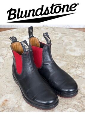 Blundstone - Black Leather & Red Elastic Panels Chelsea Boots
